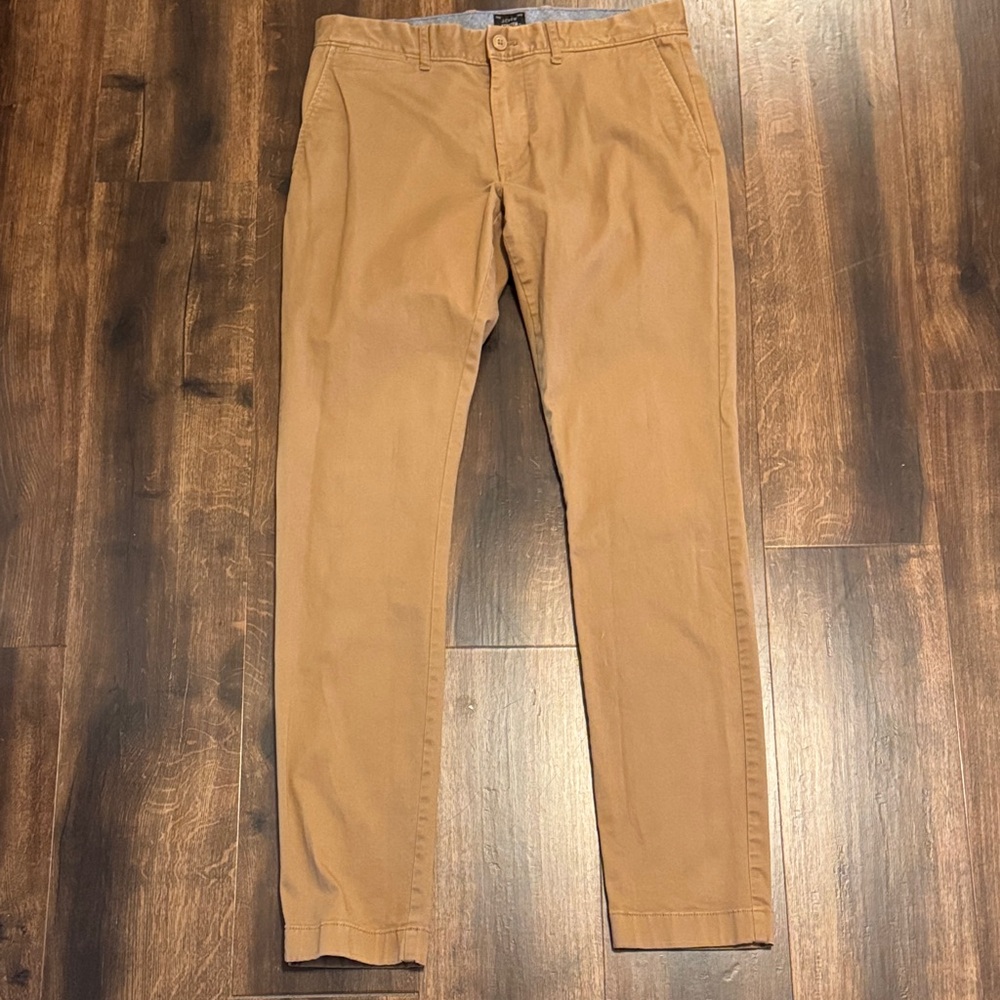 J. Crew Stretch 250 Skinny Flat Front Men's Brown Chinos 32X34